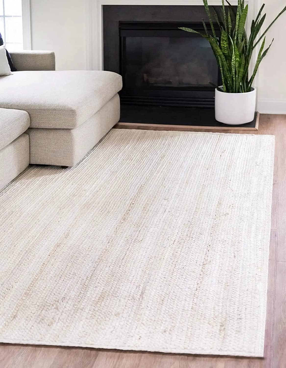 Agro Richer White Dye Rectangle Jute Area Rugs for Living, Carpet for Kitchen outdoor & Indoor (5x10" Feet)