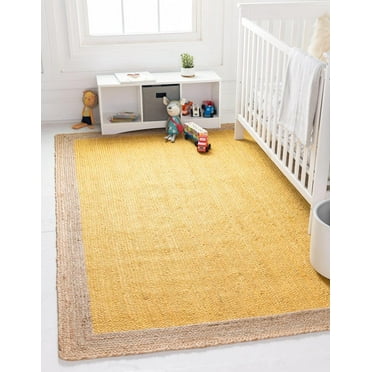 Agro Richer Yellow dye Natural Beige Border Area Rugs for Living, Carpet for Kitchen outdoor & Indoor (2x5" Feet)