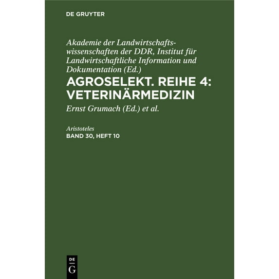 Agroselekt. Reihe 4: Veterinärmedizin. Band 30, Heft 10, (Hardcover)