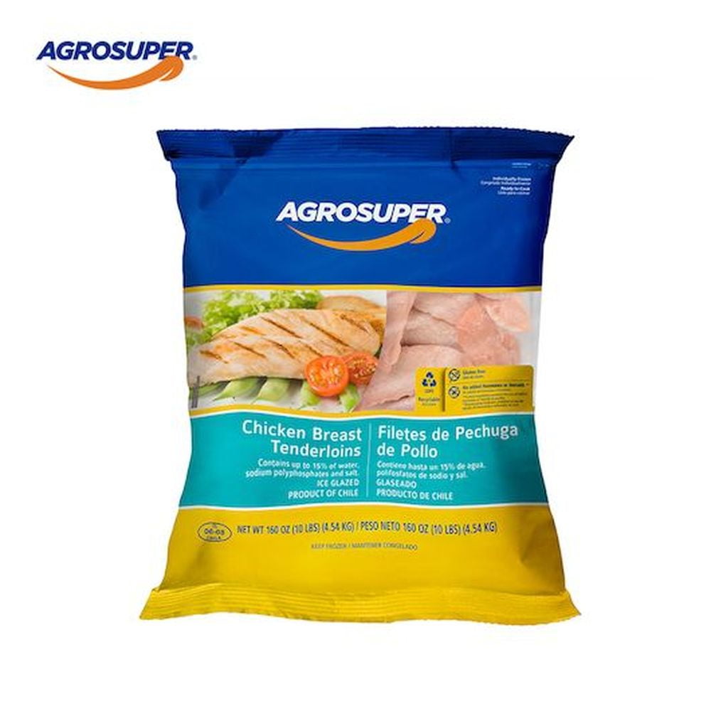 Agrosuper Raw Marinated Clipped Chicken Tenderloins, 10 Pound -- 4 per case