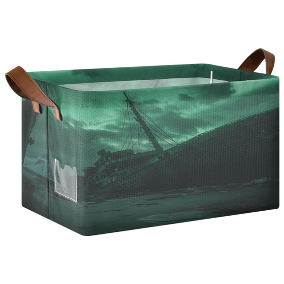 Aground Boat Storage Basket Soccer Plaid Fabric Hoard Box Oversized Collapsible Closet Organizer with Metal Iron Frame 16.9×11.4×10in