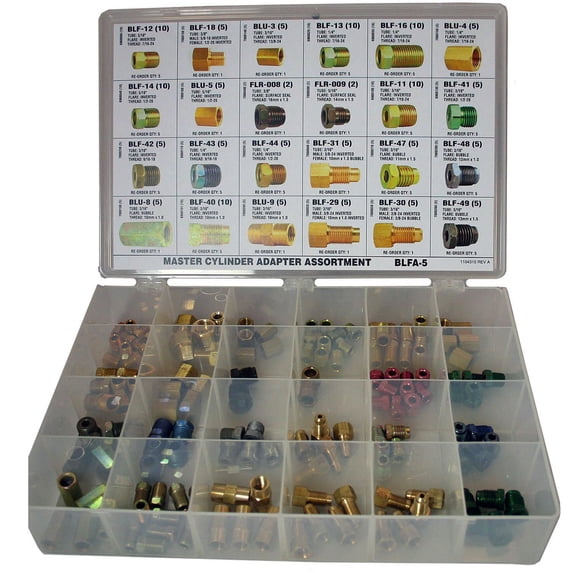 American Grease Stick (AGS) Brake Fitting Assortment - Large - 24 Sizes in plastic storage box, 1 assortment, sold by assortment