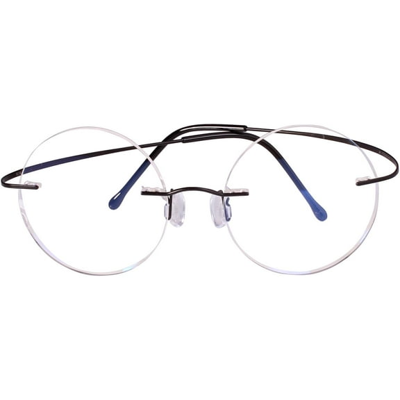 Agstum Memory Titanium Round Optical Eyeglasses Rimless Flexible Glasses Frame 46mm