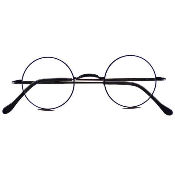 Agstum Pure Titanium Retro Round Black Eyeglasses Frame without Nose Pads
