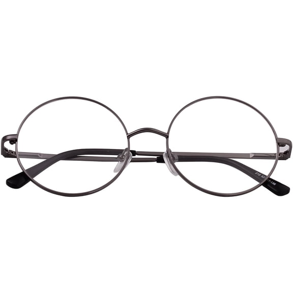 Agstum Retro Round Metal Non-Prescription Optical Eye Glasses Frame with Spring HInge Clear Lens