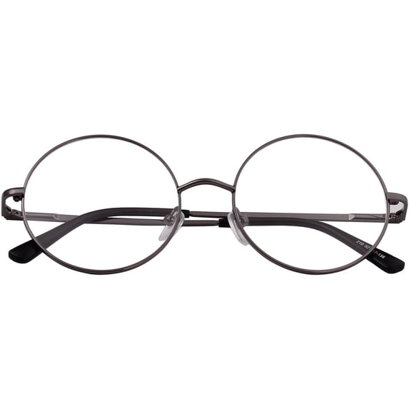 Agstum Retro Round Metal Non-Prescription Optical Eye Glasses Frame with Spring HInge Clear Lens