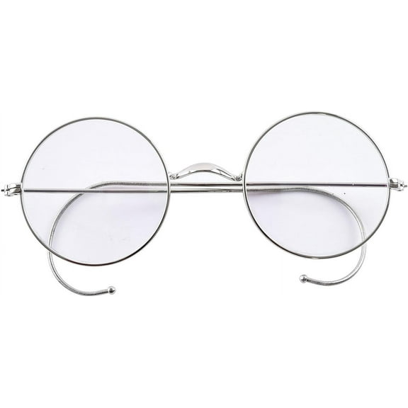 Agstum Retro Round Silver Wire Rim Eyeglasses Optical Glasses Frame without Nose Pads