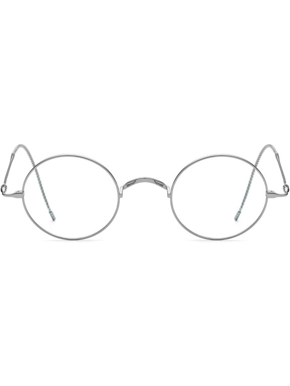 Retro Round Titanium Optical Eyeglasses Frame Wire Rim Cable Temples No Nose Pads