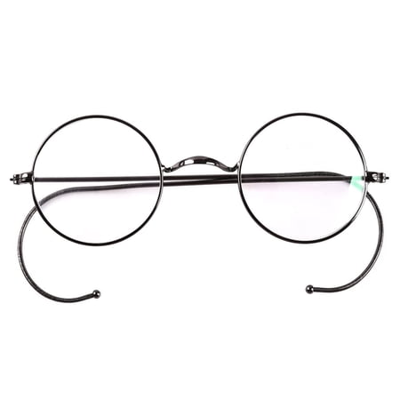 Agstum Small Round Metal Eyeglasses Frame, Gold Wire Rim, No Nose Pads Design, Optical Glasses with Cable Arms