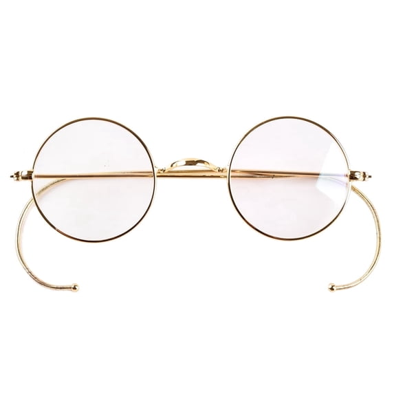 Agstum Retro Small Round Gold Wire Rim Eyeglasses Optical Glasses Frame with Cable Arms