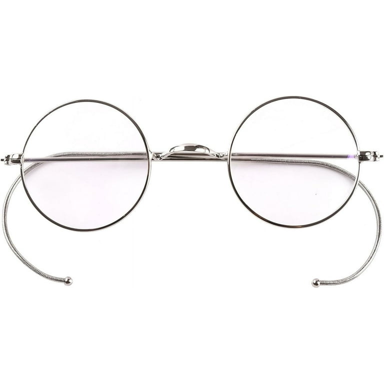 Agstum Retro Small Round Gold Wire Rim Eyeglasses Optical Glasses Frame with Cable Arms