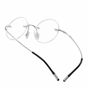 Agstum Small Round Rimless Glasses for Men Women, Titanium Ultralight Optical Eyeglasses Frame with 43mm Clear Lens
