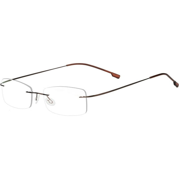 Agstum Titanium Alloy Flexible Hingeless Rimless Glasses Frame Optical Eyeglasses 51mm