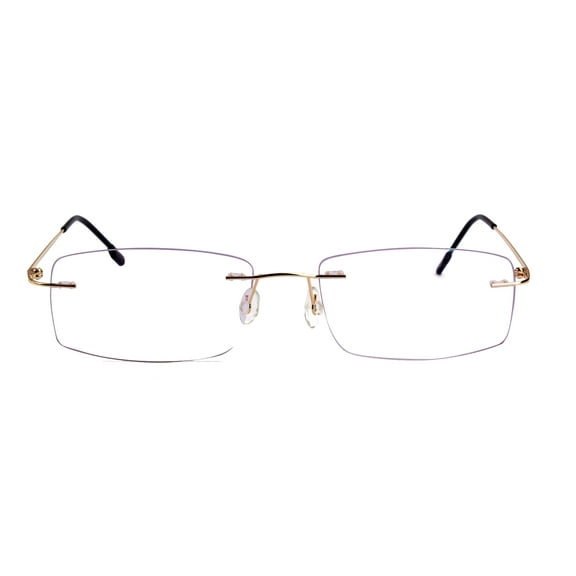 Agstum Titanium Alloy Flexible Rimless Hinged Optical Rectangle Eyeglasses Frames for Mens