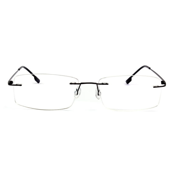 Agstum Titanium Alloy Flexible Rimless Hinged Optical Rectangle Eyeglasses Frames for Mens