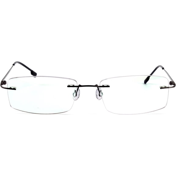 Agstum Titanium Alloy Flexible Rimless Hinged Optical Rectangle Eyeglasses Frames for Mens