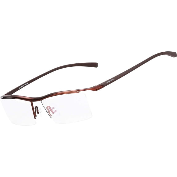 Agstum Titanium Half Rimless Business Glasses Frame with TR90 Temples Mens Designer Optical Eyeglasses Clear Lens
