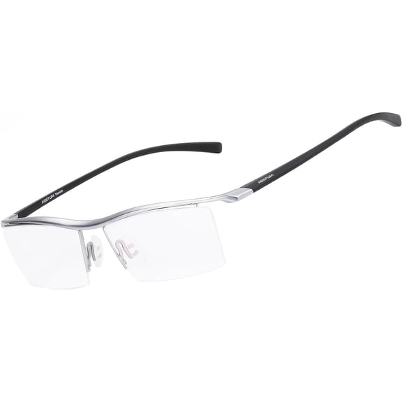 Agstum Titanium Half Rimless Business Glasses Frame with TR90 Temples Optical Eyeglasses