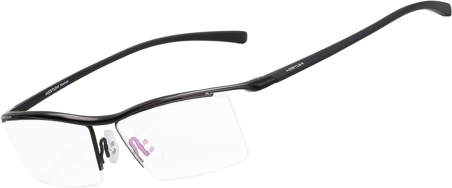 Agstum Titanium Half Rimless Business Glasses Frame with TR90 Temples ...
