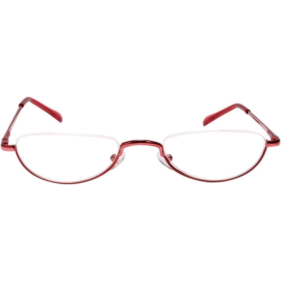 Agstum Retro Metal Half Moon Reading Glasses with Spring Hinge Half Rimless Readers
