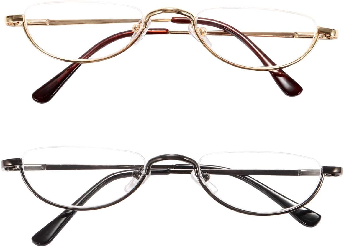 Agstum Vintage Metal Half Moon Classic Reading Glasses with Spring Hinge Half Rimless Slim Readers Walmart