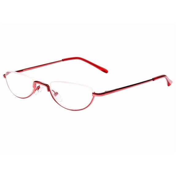 Agstum Retro Metal Half Moon Reading Glasses with Spring Hinge Half Rimless Readers