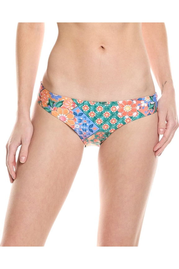 womens Audrey Tile Bikini Bottom, l, Blue