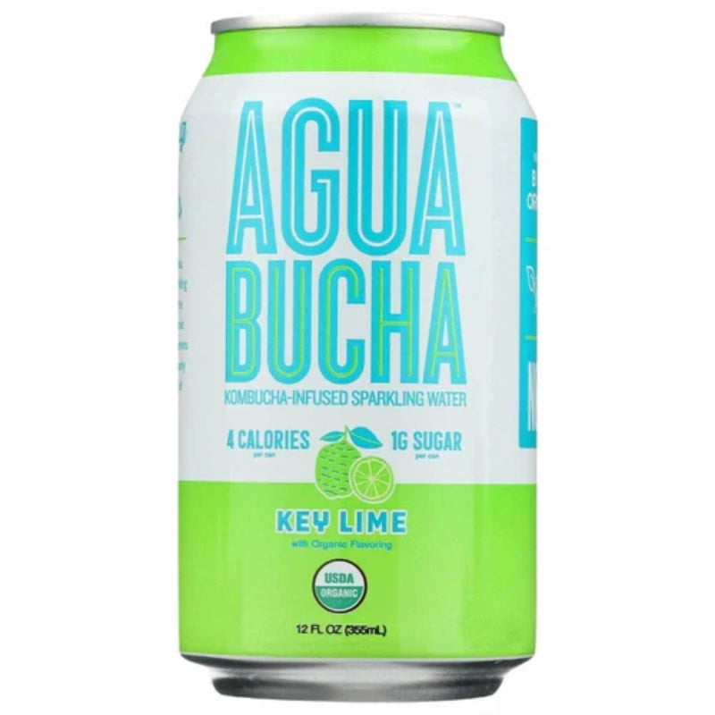 Agua Bucha - Kombucha-Infused Sparkling Water Key Lime, 12 Fo (Pack of 12)