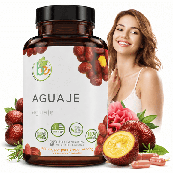 Aguaje Capsules 90 Vegetable Capsules (1500 mg per Serving) Peruvian Origin Natural Female Health & Hormone Balance Support Vegan, Non-GMO, Gluten-Free 100% Authentic by BexpertsUSA