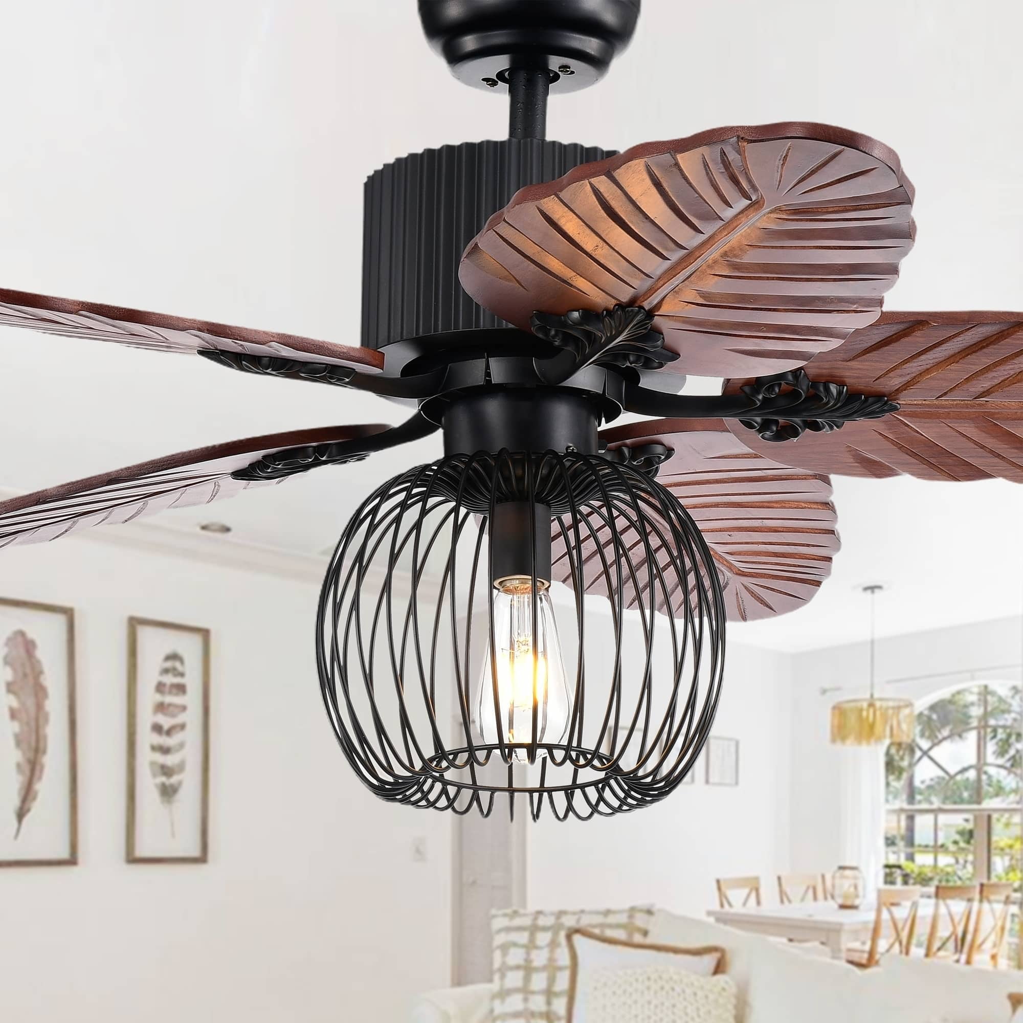 Aguano 48-inch Lighted Ceiling Fan & Broad Leaf Blades (remote controlled)