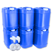 Aguaprep 5-Gallon Stackable Water Storage Containers, 8 Lids + 2 Spigot, Easy Fill, Survial Supply Emergency Water Storage for Camping and Disaster Preparedness, RV, 30 Gallon 6 Tanks