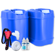 Aguaprep 5-Gallon Stackable Water Storage Containers, Water Treatment, 3 Lids + 1 Spigot, Easy Fill, Survial Supply Emergency Water Storage for Disaster Preparedness, 10 Gallon 2 Tank