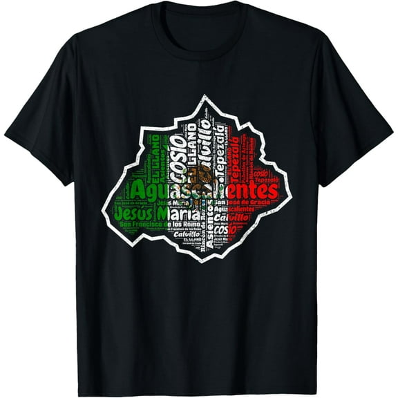 Aguascalientes Mexico Bandera Mexicana Mapa Mexican Flag T-Shirt