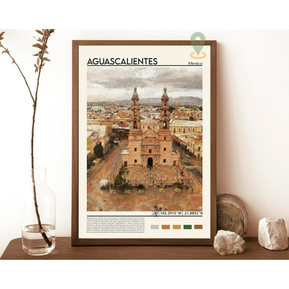 Aguascalientes Print, Aguascalientes Poster, Aguascalientes Wall Art, Aguascalientes Travel Print, Aguascalientes Art Print, Mexico Poster Wall Art, Modern Wall Decor, 8x12 UNFRAMED
