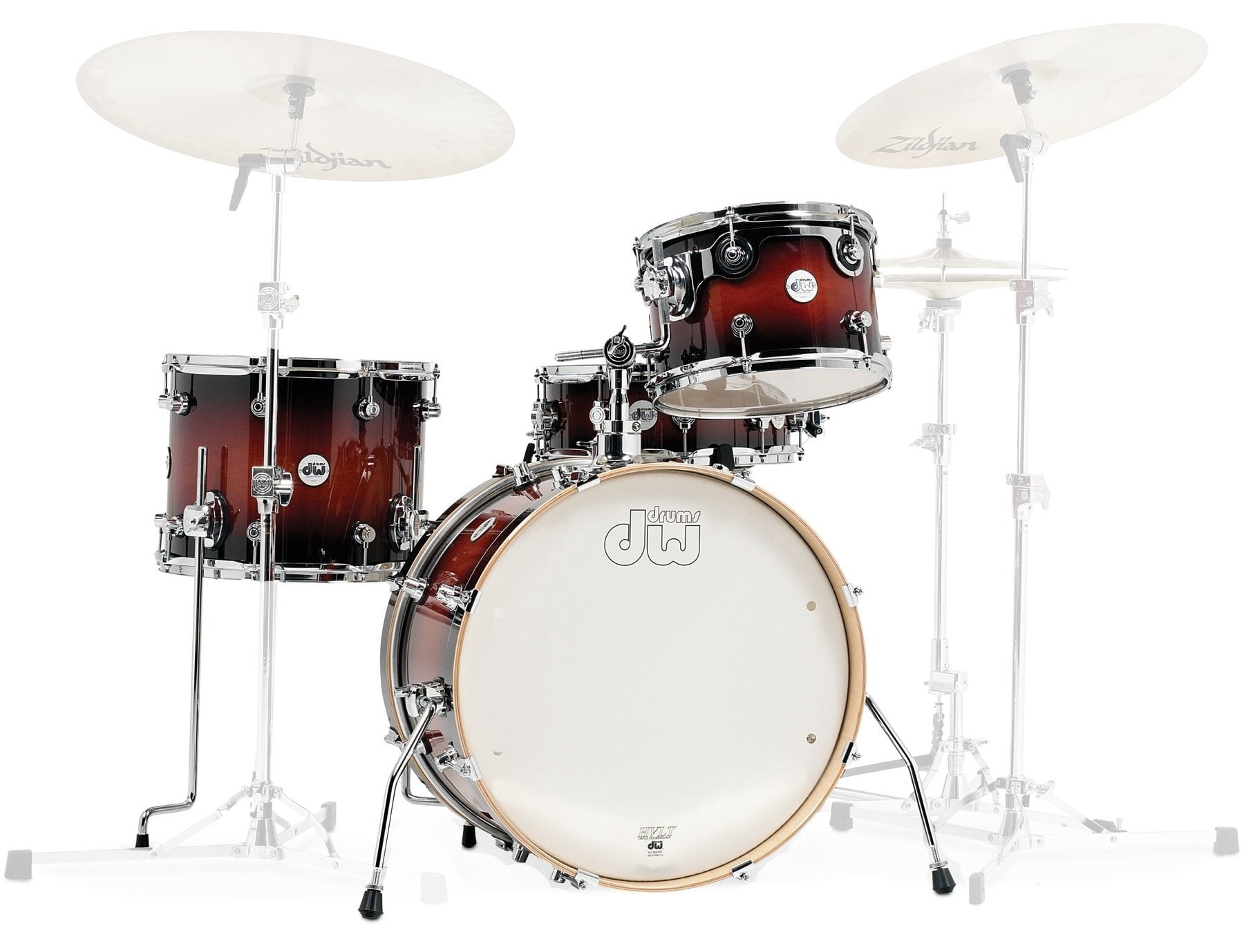 DW Design Frequent Flyer 4-Piece Drum Shell Pack - Tobacco Burst - 14/12/14/20