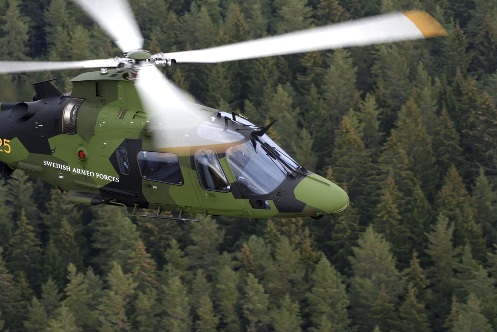 AgustaWestland A109 helicopter of the Swedish Air Force Canvas Art - Daniel KarlssonStocktrek Images (35 x 24)