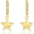thumbnail image 1 of Agvana Yellow Gold Plated Sterling Silver Hoop Dangle Earrings Cubic Zirconia CZ Star Moon Heart Small Huggie Drop Earrings Jewelry for Women Her Mom, Diameter 12mm, 1 of 6