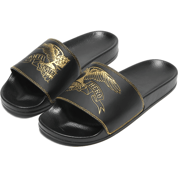 Ah Basic Eagle Slide Sandal Size 8 Black/Gold