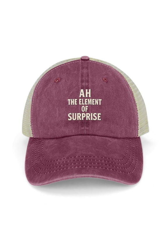 Ah The Element Of Surprise Wine Red Baseball Cap for Men Women, Adjustable Snapback Hats Trucker Hat