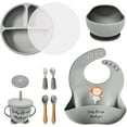 thumbnail image 1 of Aha Essentials Baby Feeding Set Suction Bowl Plate Bib Utensils, 1 of 7