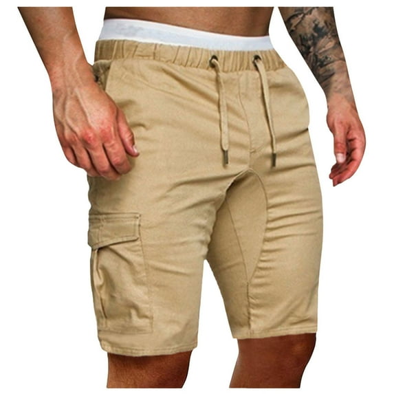 Holiday Savings Deals! Kukoosong Men's Stretch Cargo Shorts Casual Shorts Mens Plus Size Cargo Shorts Multi-Pockets Relaxed Summer Beach Shorts Pants Khaki M