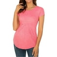 thumbnail image 1 of Kukoosong Women's Short Sleeve Maternity T Shirt Clothes for Women Summer Women Maternity Clothes Round Neck Short Sleeve Ruffle Fold Pregnant Tops Pink L, 1 of 4