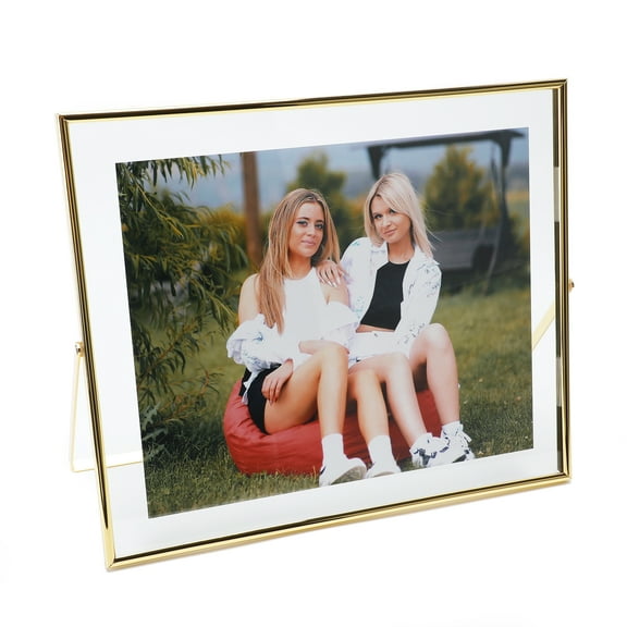 AhaGo 10x12 Gold Floating Picture Frame, Horizontal, For Photo 9x11, 8x10, 7x9, Classy For Festival, Wedding