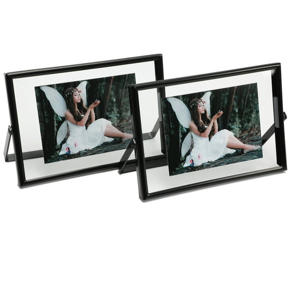 AhaGo 4x6 Black Floating Picture Frame, 2 Set, Horizontal, For Photo 4x6, 3.5x5, 3x4, Classy For Festival, Wedding