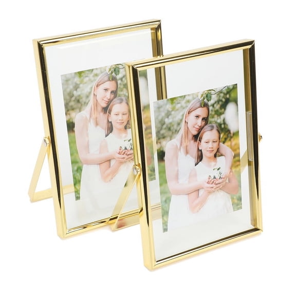 AhaGo 4x6 Gold Floating Picture Frame, 2 Set, for Photo 3x5, 2x3, 1x2, Classy for Festival, Home or Wedding