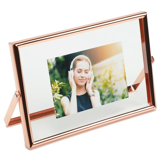 AhaGo 4x6 Rose Gold Floating Picture Frame, Horizontal, For Photo 4x6, 3.5x5, 3x4, Classy For Festival, Wedding