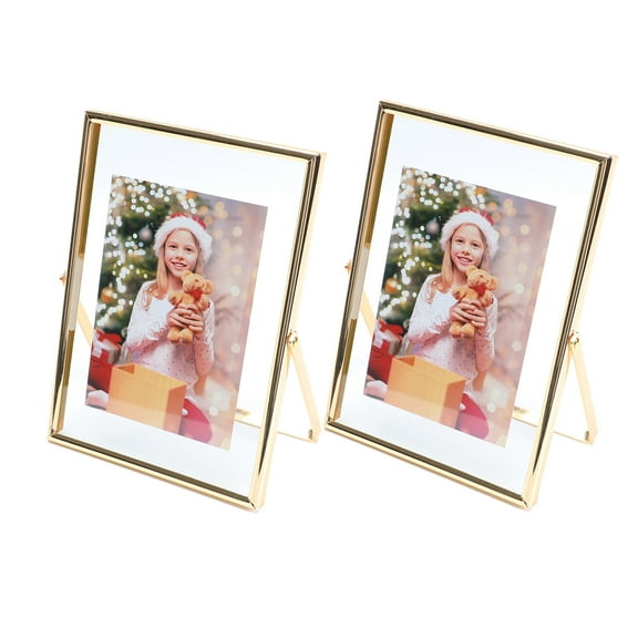 AhaGo 5x7 Gold Floating Picture Frame, 2 Set, For Photo 4x6, 3.5x5, 2x3, Tabletop Use, Classy for Festival, Wedding or Home