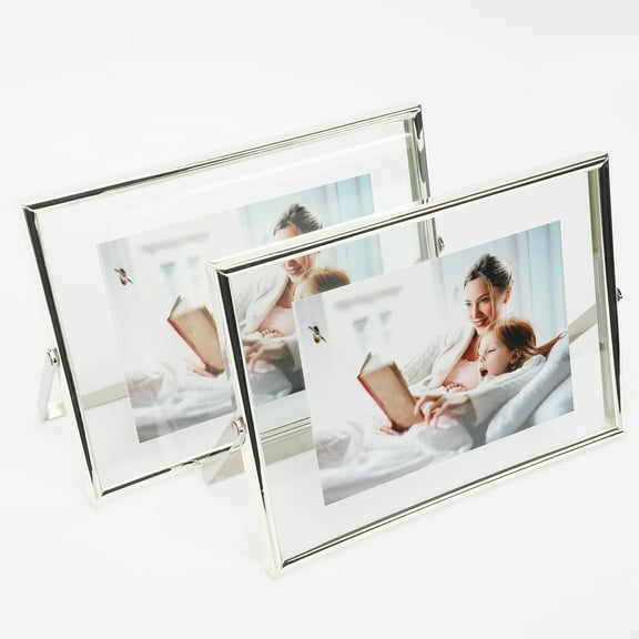 AhaGo 5x7 Silver Floating Picture Frame, 2 Set, Horizontal, For Photo 5x7, 4x6, 3.5x5, Classy For Festival, Wedding
