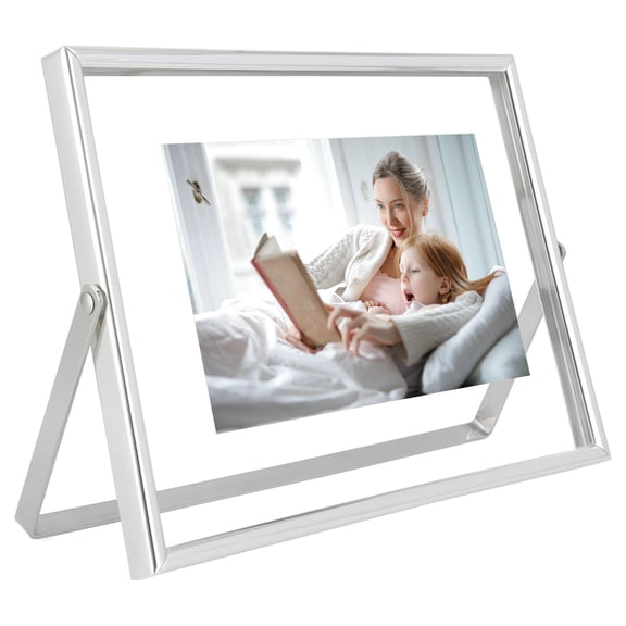 AhaGo 5x7 Silver Floating Picture Frame, Horizontal, For Photo 5x7, 4x6, 3.5x5, Classy For Festival, Wedding