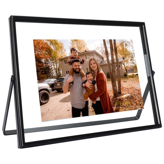AhaGo 6x8 Black Floating Picture Frame, Horizontal, For Photo 6x8, 5x7, 4x6, Classy For Festival, Wedding